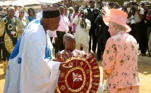 Gifts being presented to the Queen